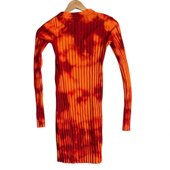 Cotton Citizen Capri Cutout Dress Ribbed Orange Red Tie Dye Size Small NWT - Picture 4 of 13